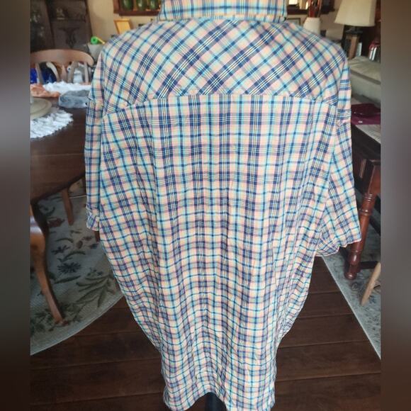 Duluth Trading Teal and‎ Orange 2XL Multicolor Plaid MENS Shirt - Picture 2 of 6